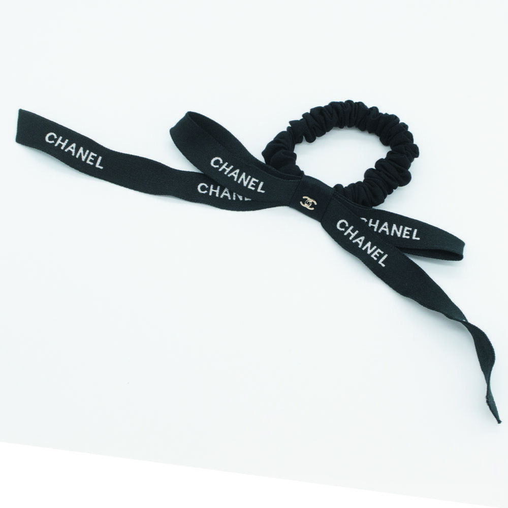 Chanel Scrunchie AAA424 Black Polyester Silk 24B 2024 Model Hair Tie Coco Mar...